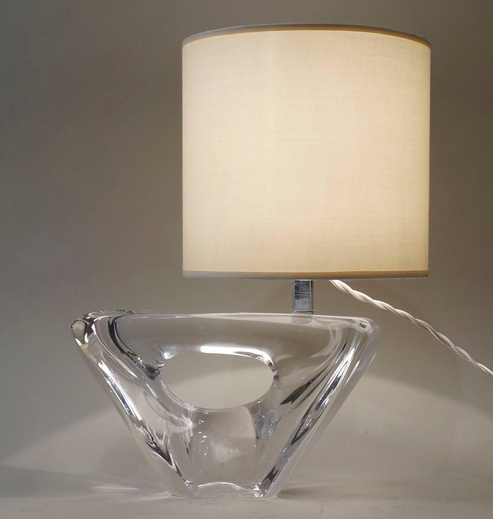 French Daum Crystal Table Lamp For Sale
