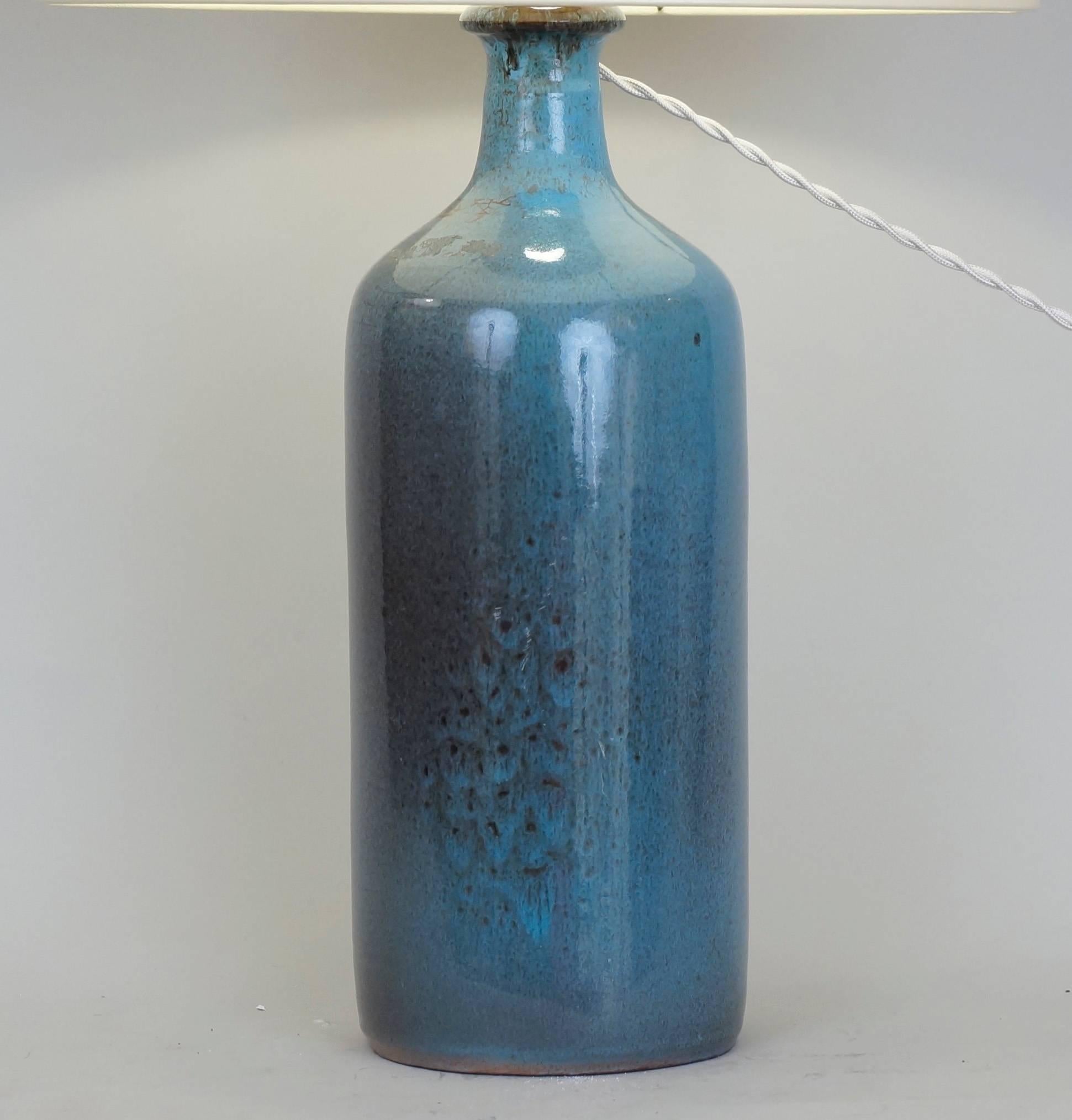 Enameled Late 20th Century Blue Ceramic Table Lamp