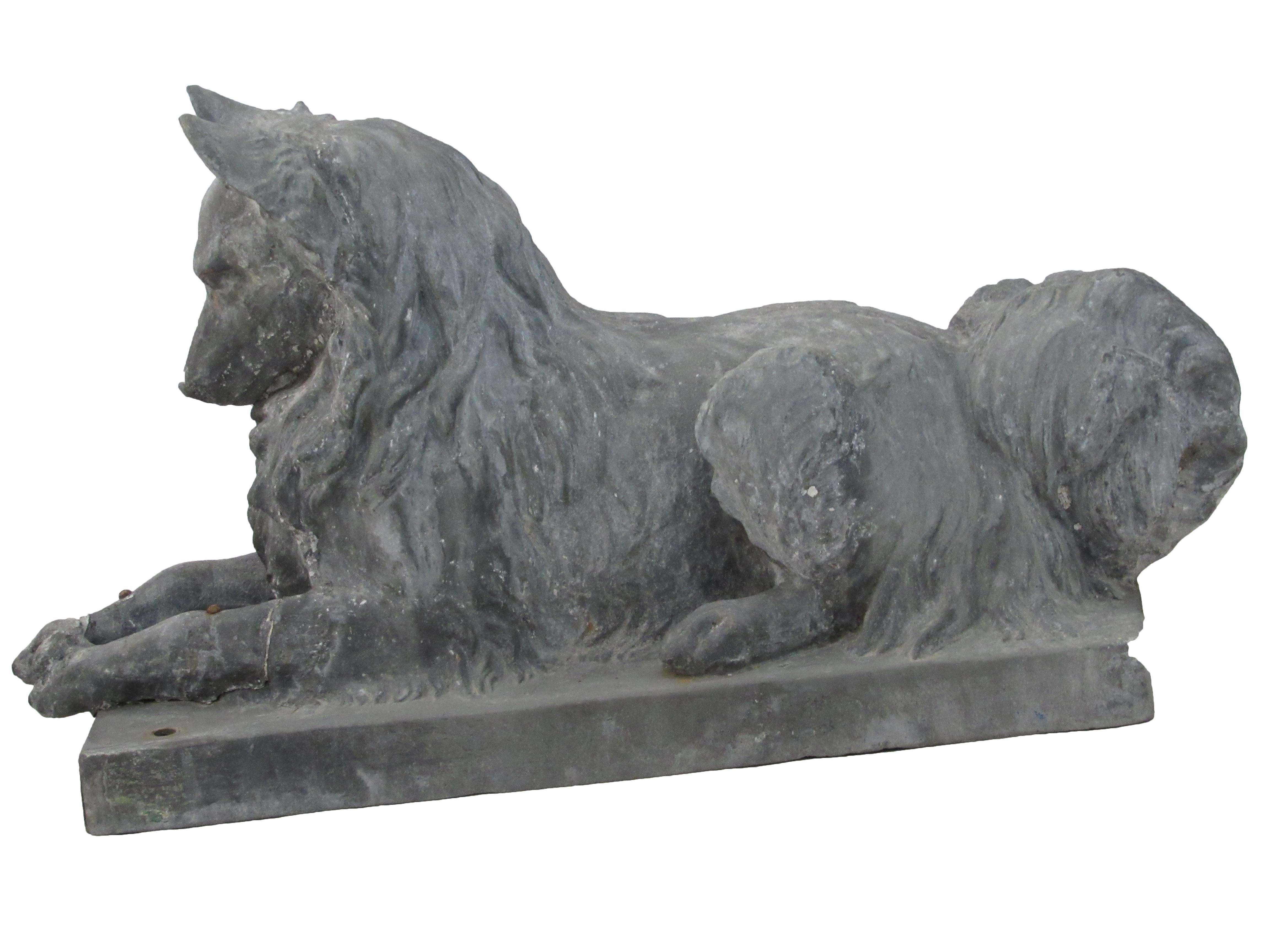 Pair of 19th Century Zinc Dog Sculptures In Good Condition In Dallas, TX