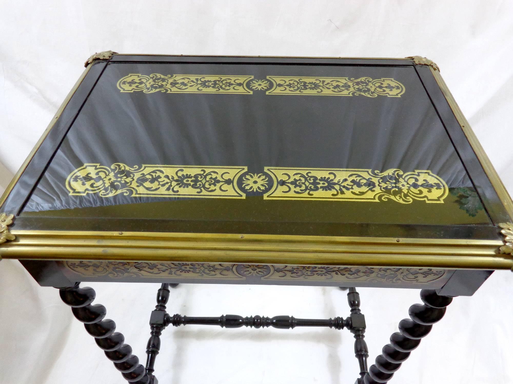 19th Century French Ebonized and Gilt Side Table 1