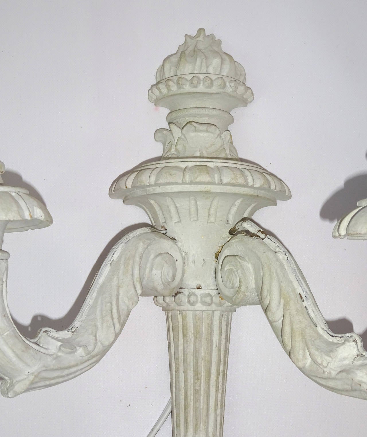 Pair of Early 20th Century Italian Hand-Carved, Two-Arm Sconces In Good Condition For Sale In Dallas, TX