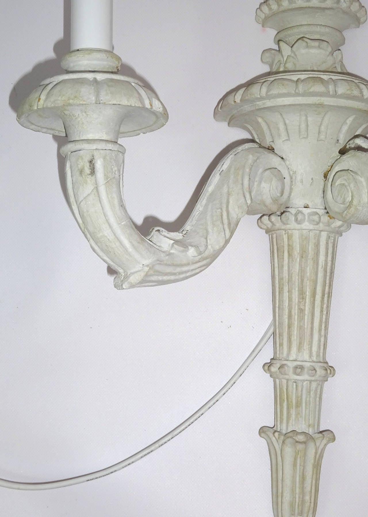 Pair of Early 20th Century Italian Hand-Carved, Two-Arm Sconces For Sale 1