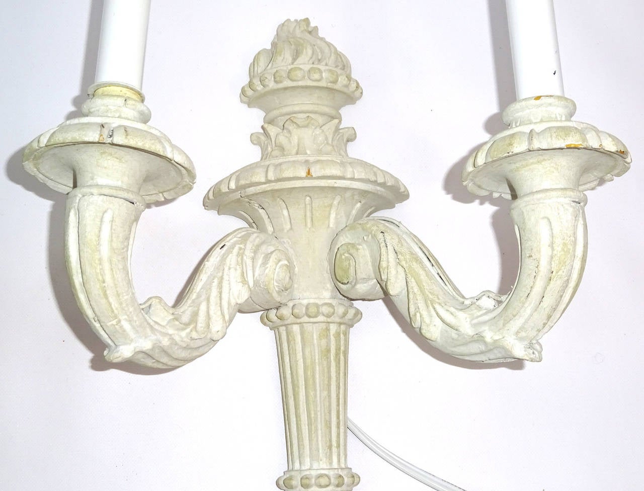 Pair of Early 20th Century Italian Hand-Carved, Two-Arm Sconces For Sale 6