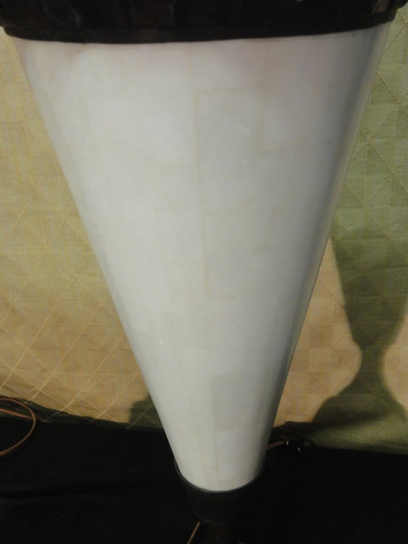 Late 20th Century Pair of Interesting Art Deco Style Gypsum Alabaster and Marble Table Lamps