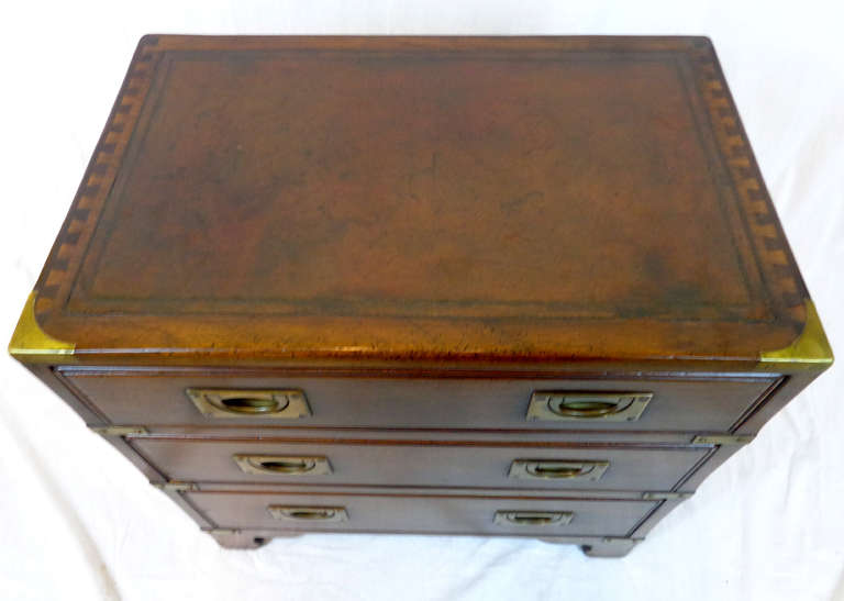 English Harrods of London Kennedy Campaign Chest Three Drawer Mid-20th Century