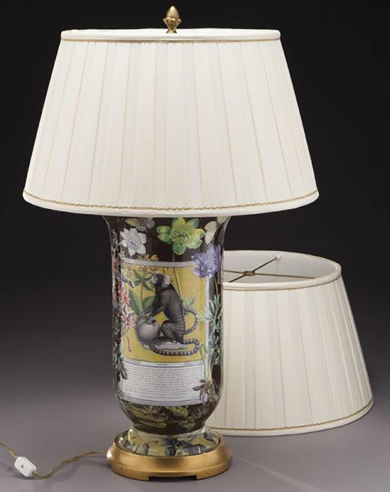Pair of 20th Century Reverse Decorated Glass Table Lamps 4