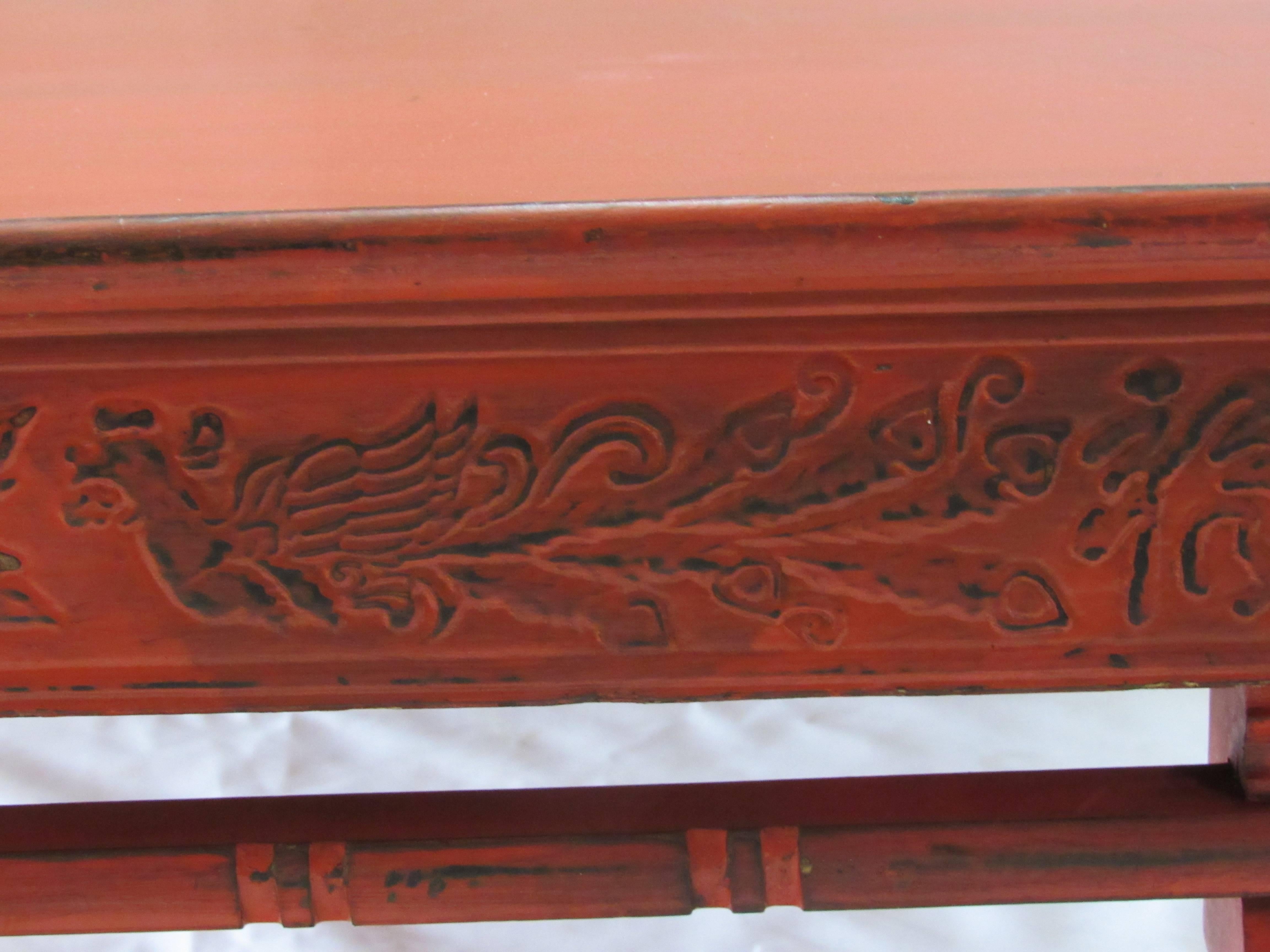20th Century Chinese Red Travel Table For Sale
