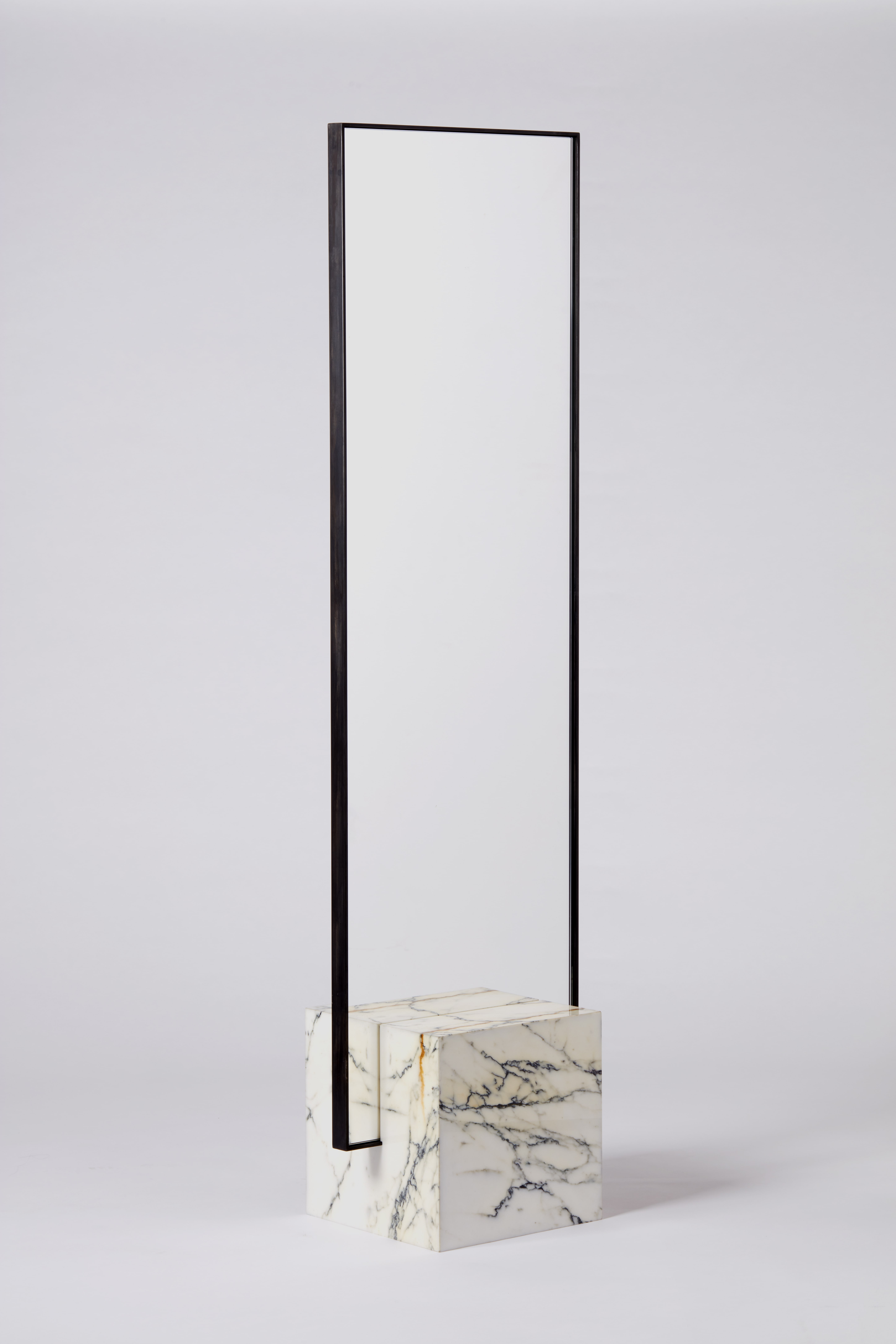 Coexist Slash Standing Mirror With Marble Concrete Rubber And Black Coexist Slash Standing Mirror With Marble Concrete Rubber And Black Steel Frame For At 1stdibs