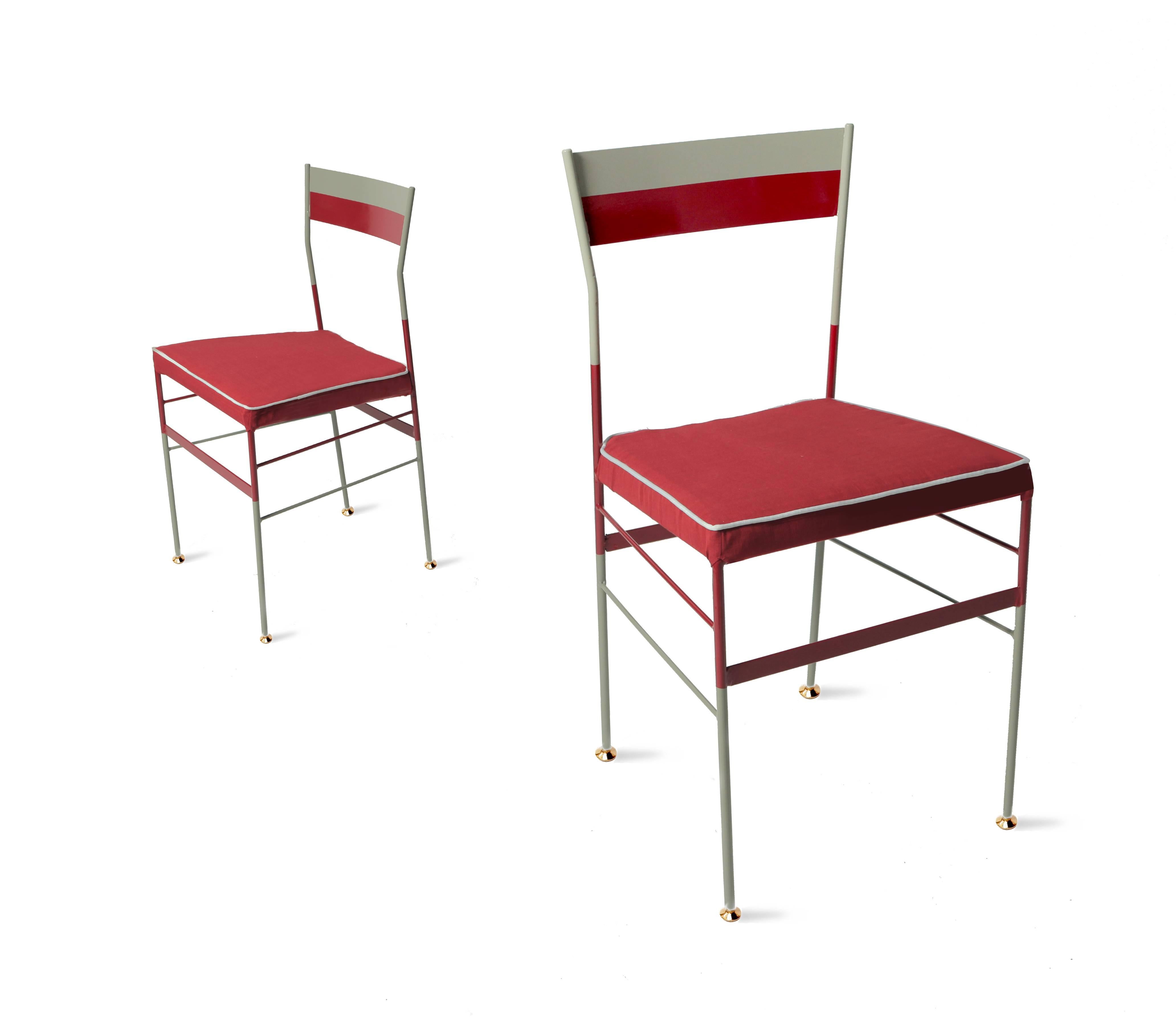 Other Pair of Pontina Red Chairs by Sotow, Made in Italy For Sale