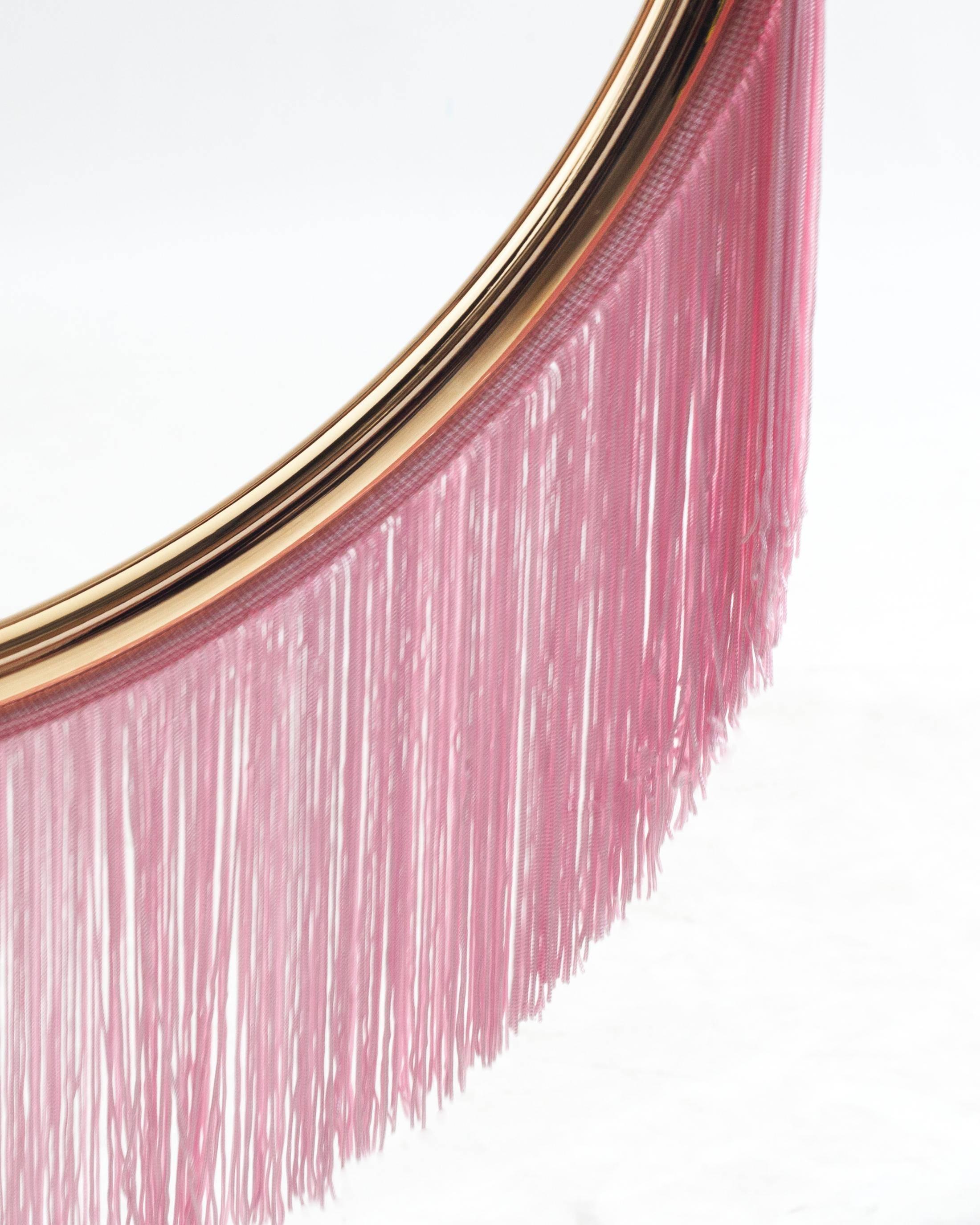 Other Wink Gold-Plated Wall Lamp with Pink Fringes For Sale