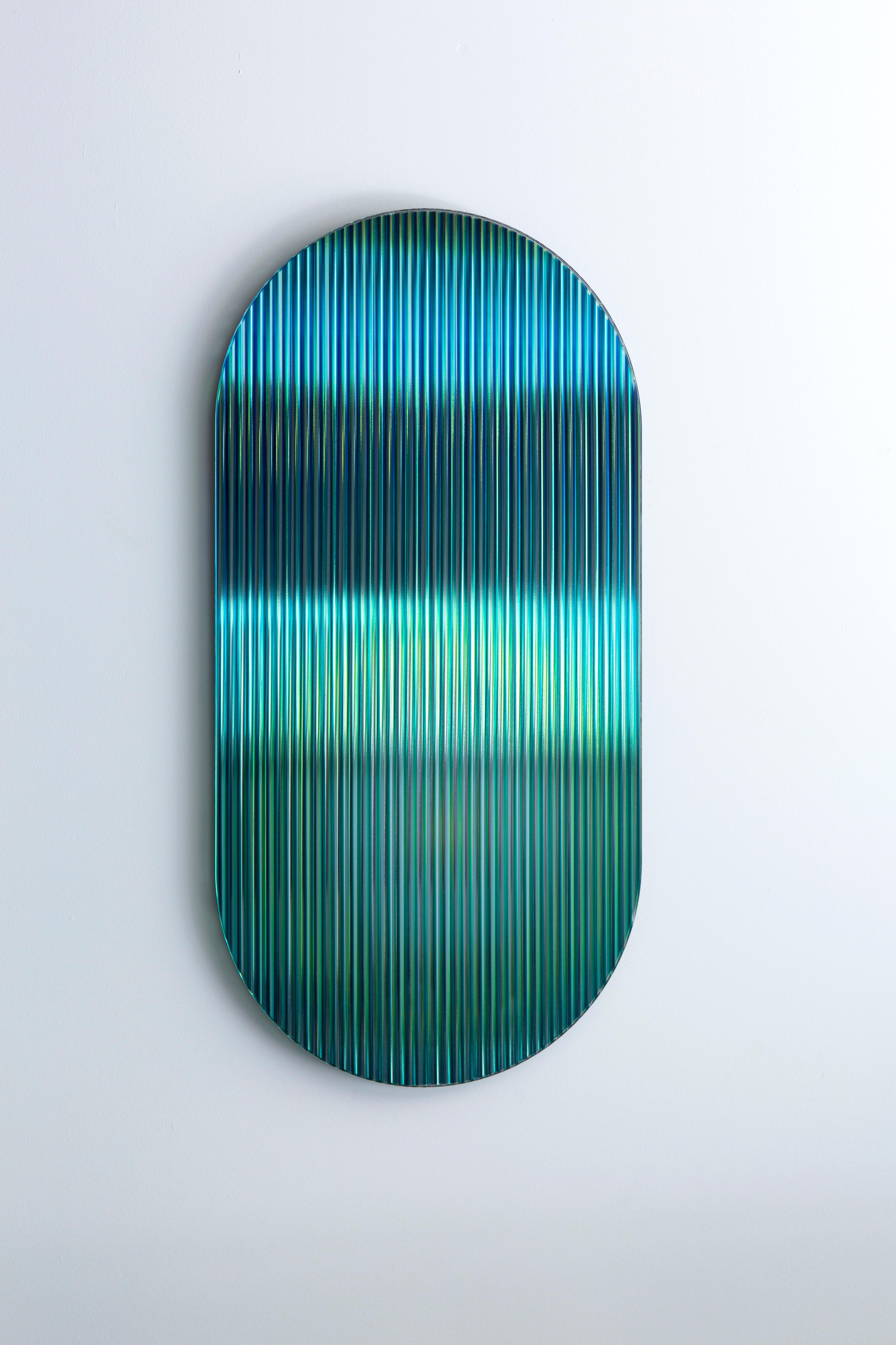 Hand-Crafted Color Shift Panel Trichroic Green with Glass and Mirror, 1stdibs New York For Sale