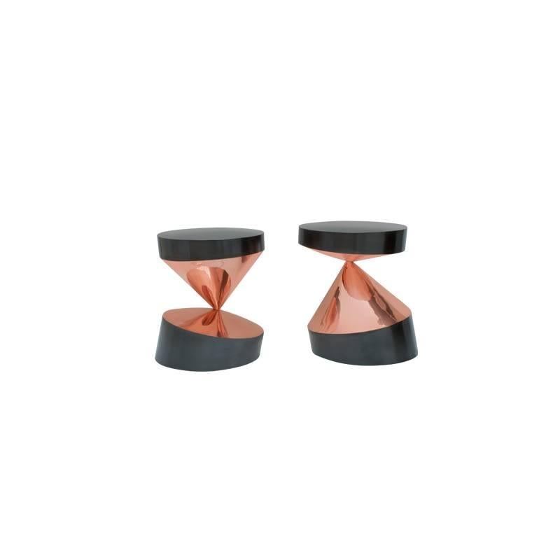 burnished copper side table