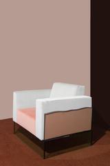 Waterline Chair in Peach Tinted Glass and Maharam Velvet , 2016, USA