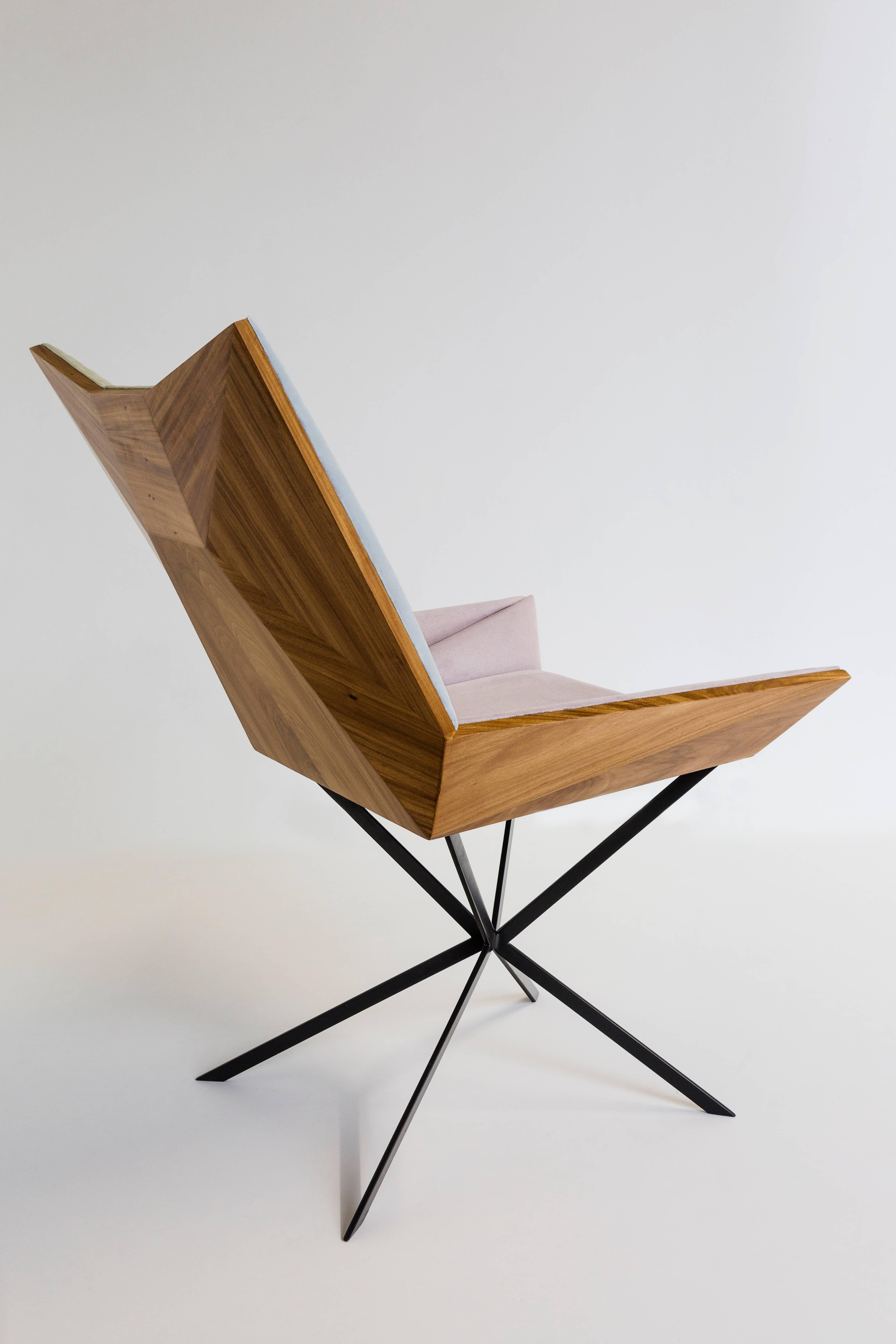 Other Contemporary Yvy Chair in Suede and Peroba Do Campo Wood by Nicolò Friedman  For Sale