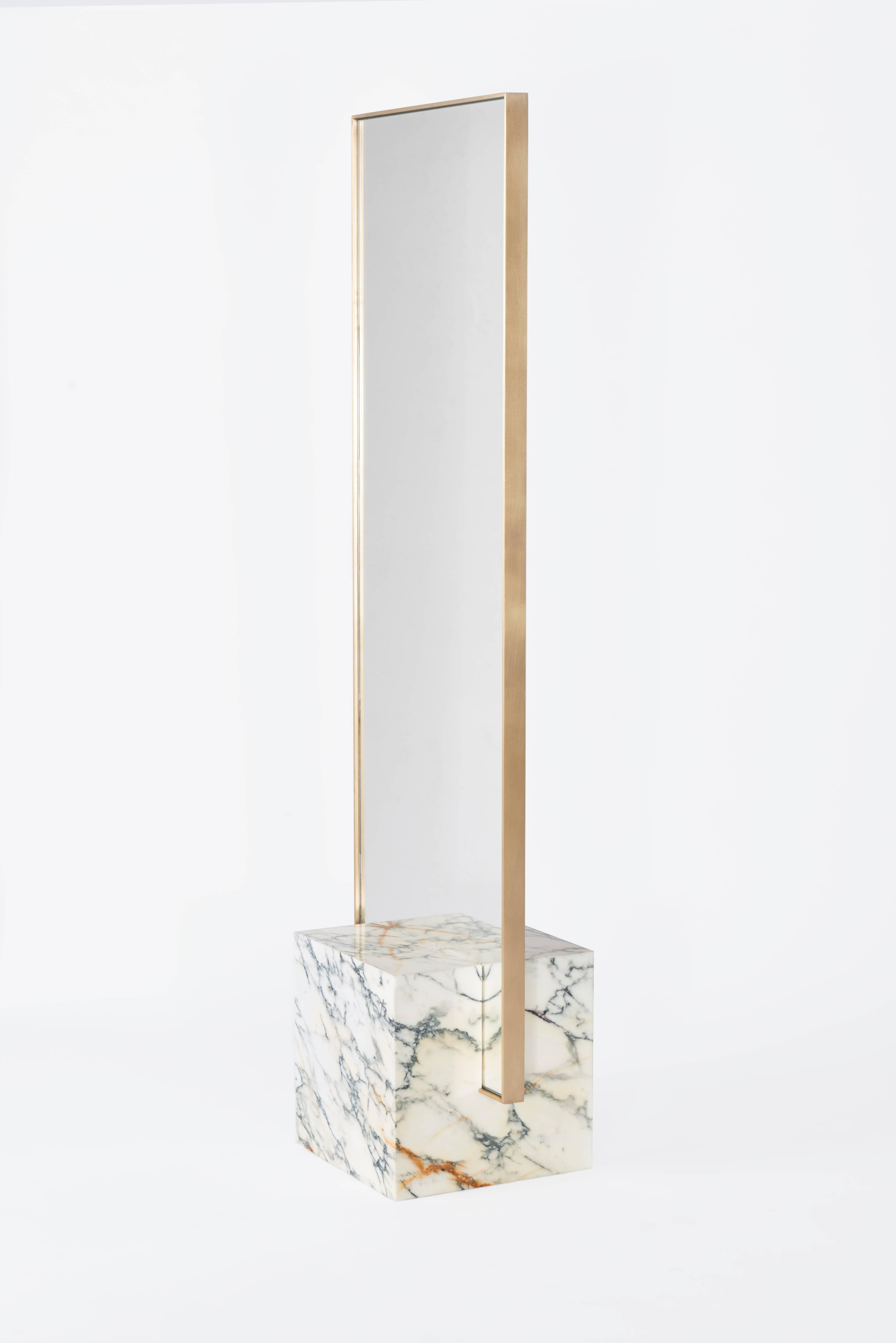 brass standing mirror