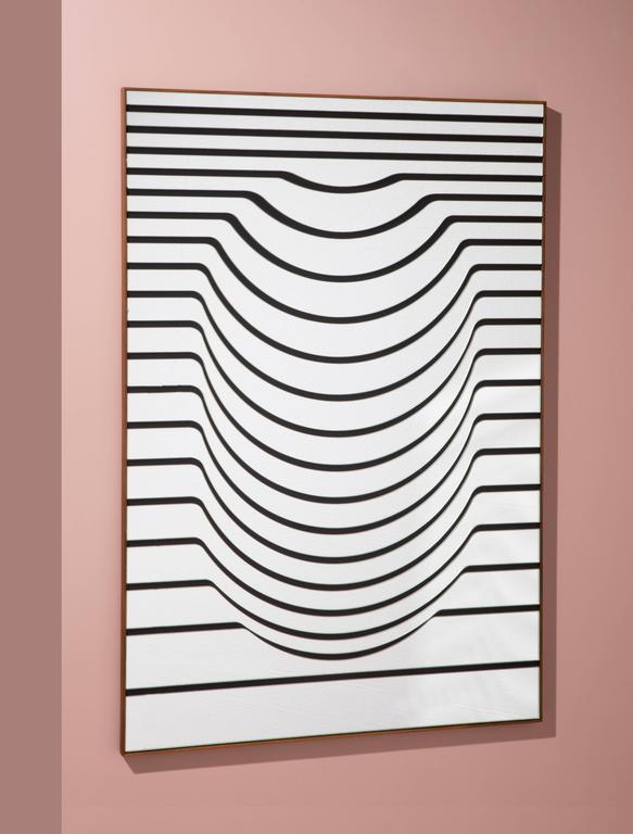 Contemporary Line Clear Mirror with Walnut Frame, Handmade in USA For