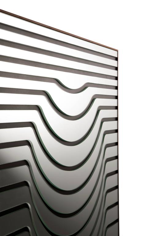 Contemporary Line Clear Mirror with Walnut Frame, Handmade in USA For