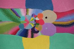 Contemporary Slipped Disc Rug, Handmade in Tibet in Pure New Zealand Wool