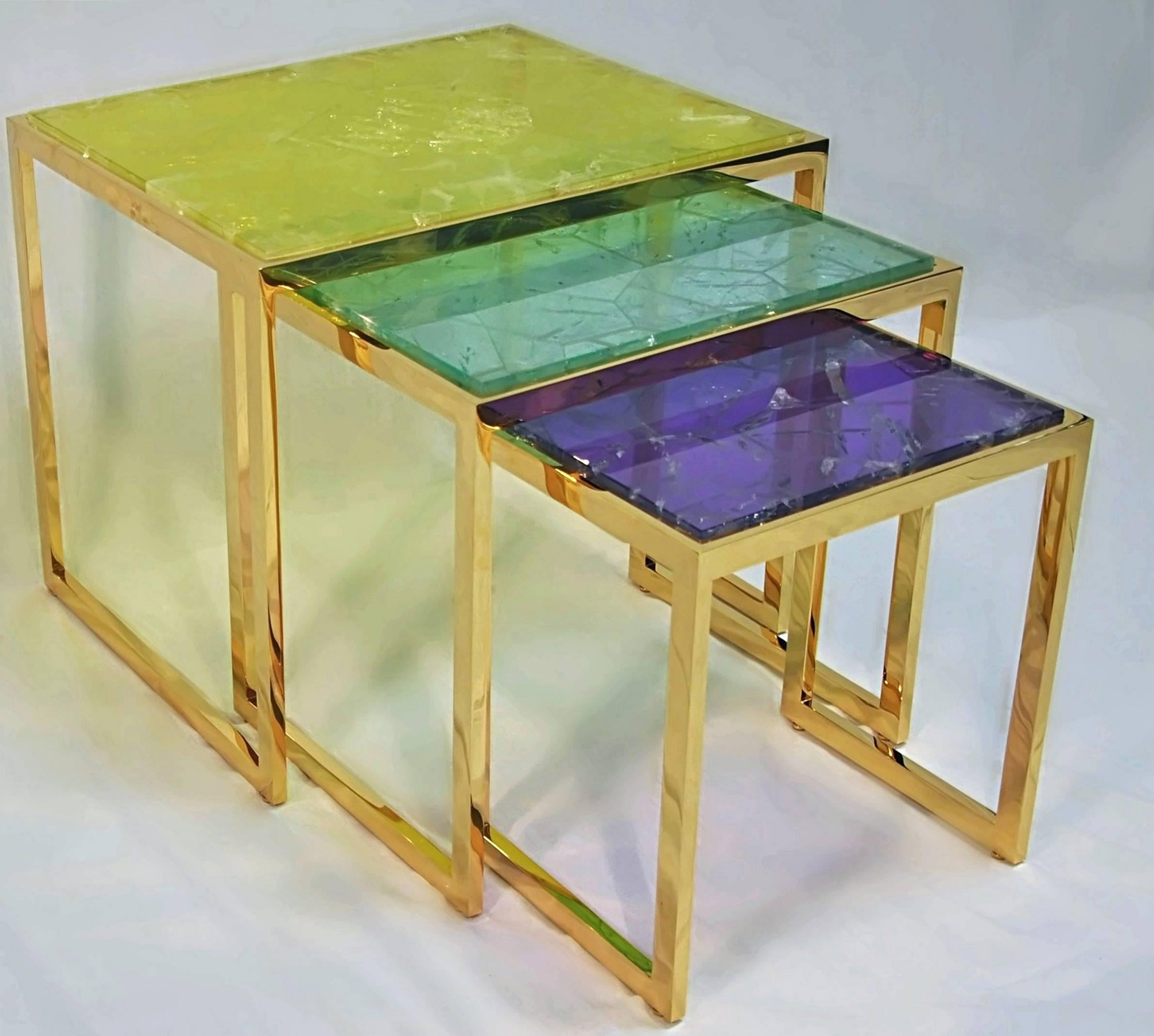 Italian Hyaline Violet Quartz Side Table by Giuliano Tincani, Made in Italy For Sale
