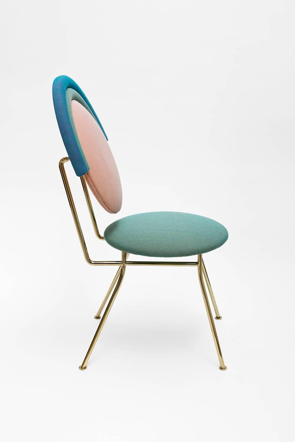 Turkish Iris Chair in Kvadrat Fabric and Polished Brass Polish by Merve Kahraman For Sale