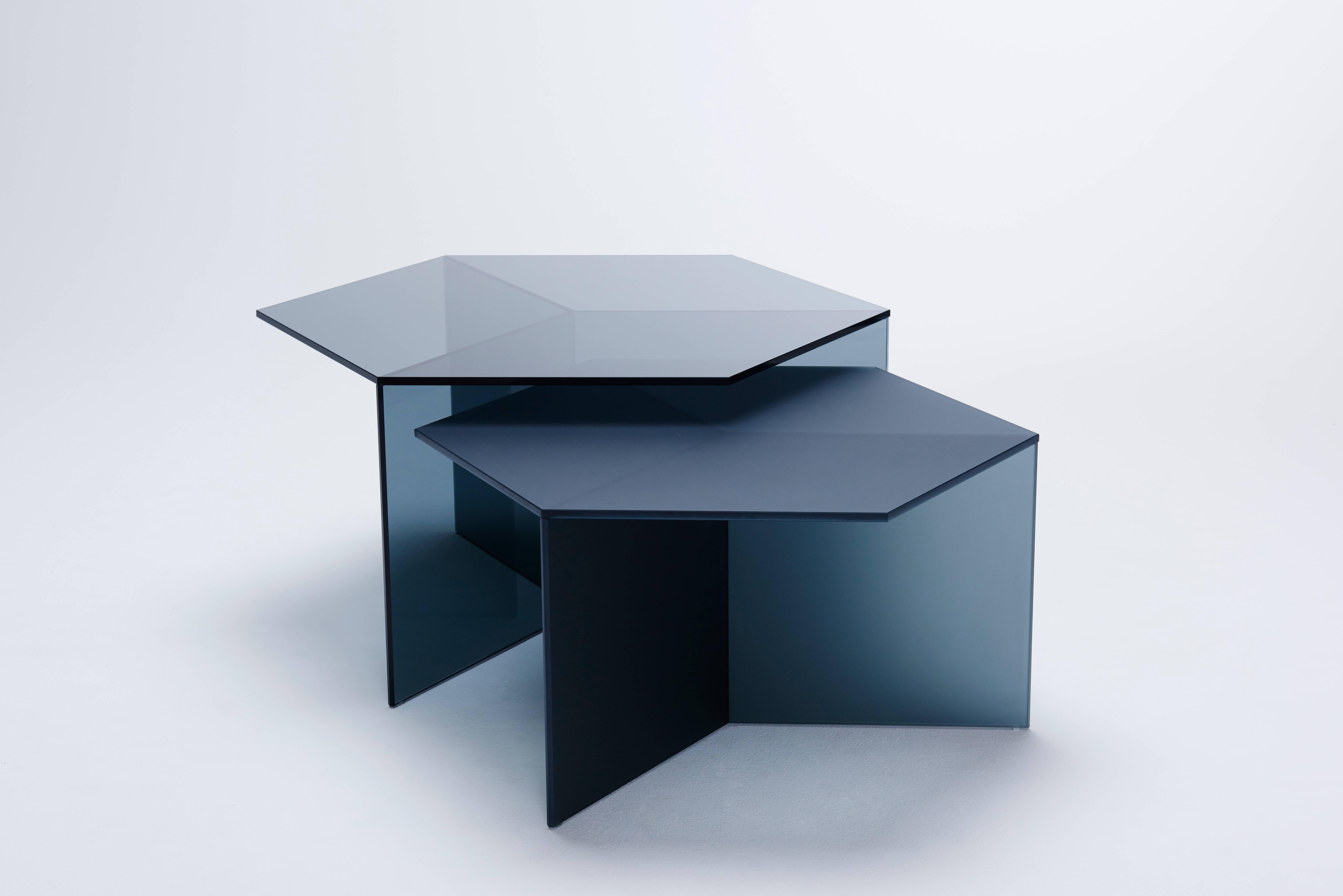 black tempered glass side table