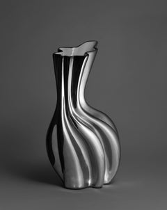 Sinuo Platinum by Niccolò Poggi, Handmade Ceramic Vase, Made in Italy