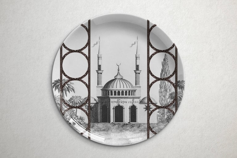 Toptaki Black Porcelain Dinner Plate by Vito Nesta for Les Ottomans For