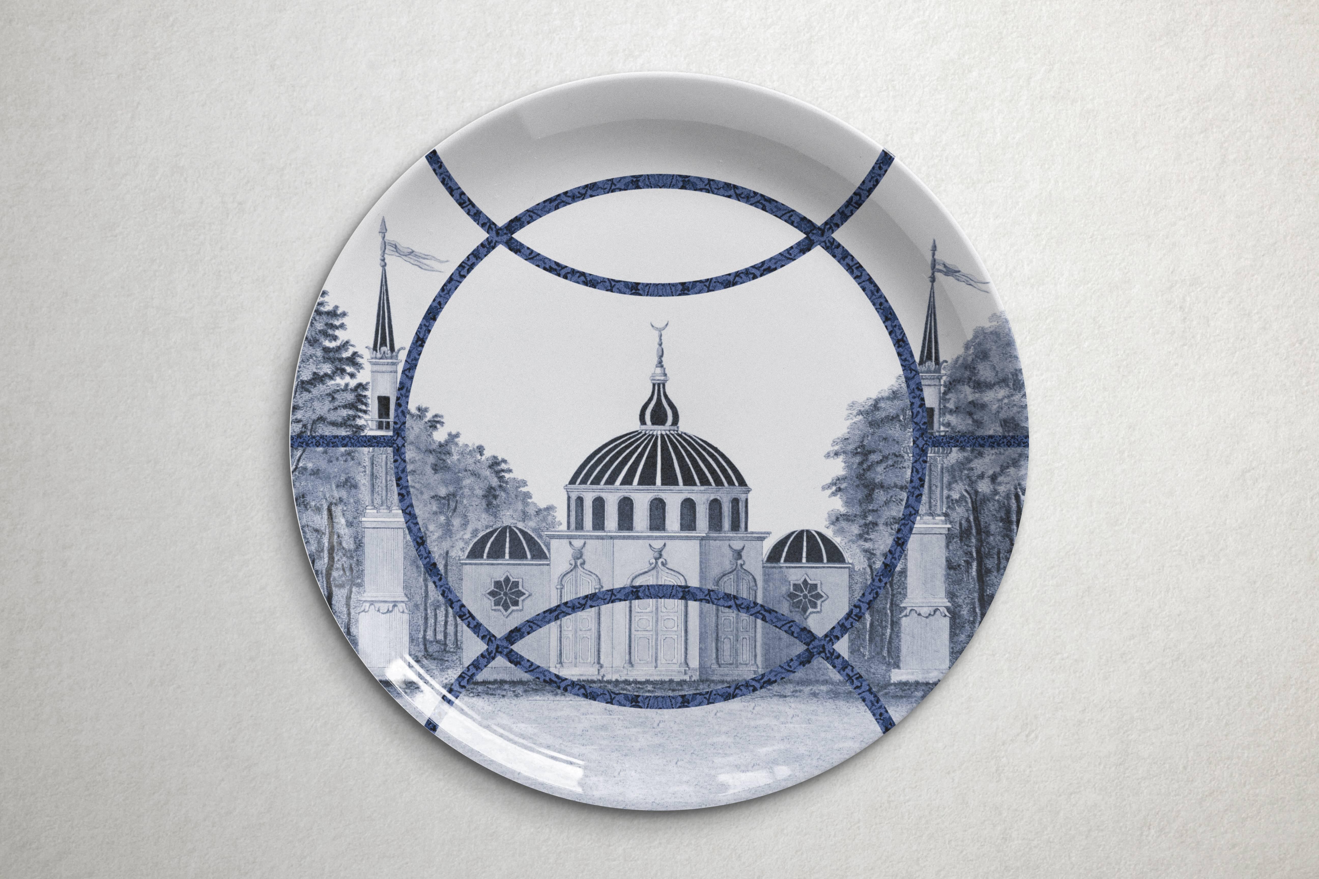Beautiful Toptaki blue porcelain dinner plate by Vito Nesta for Les Ottomans will make an elegant statement with sophisticated Art de la table for every occasion

Handmade in Italy

Upon request available in a set of three or six plates.