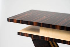 Macassar Ebony Console in Art Deco Style, Handmade in Italy by Master Artisans
