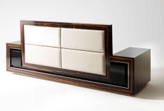 Divano in legno di ebano Macassar in stile Art Deco, fatto a mano in Italia da maestri artigiani