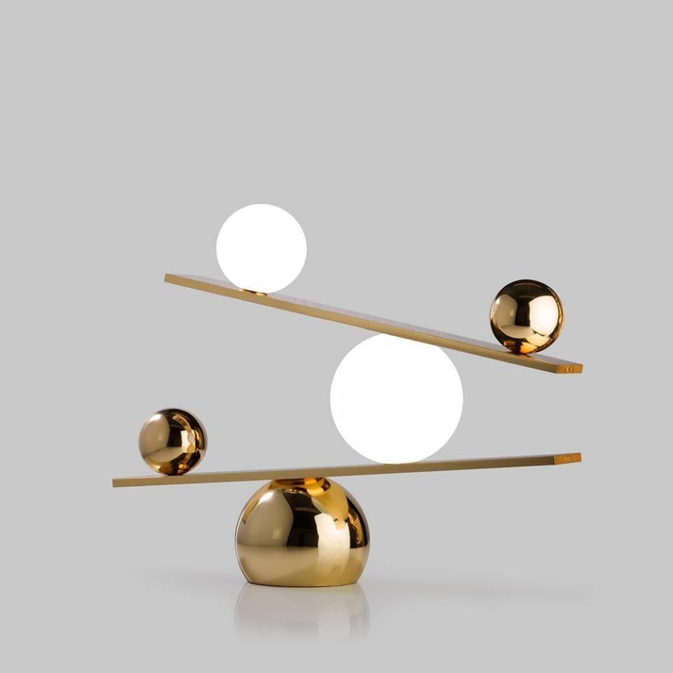 Other Balance Plated Brass Table Lamp by Victor Castanera for Oblure For Sale