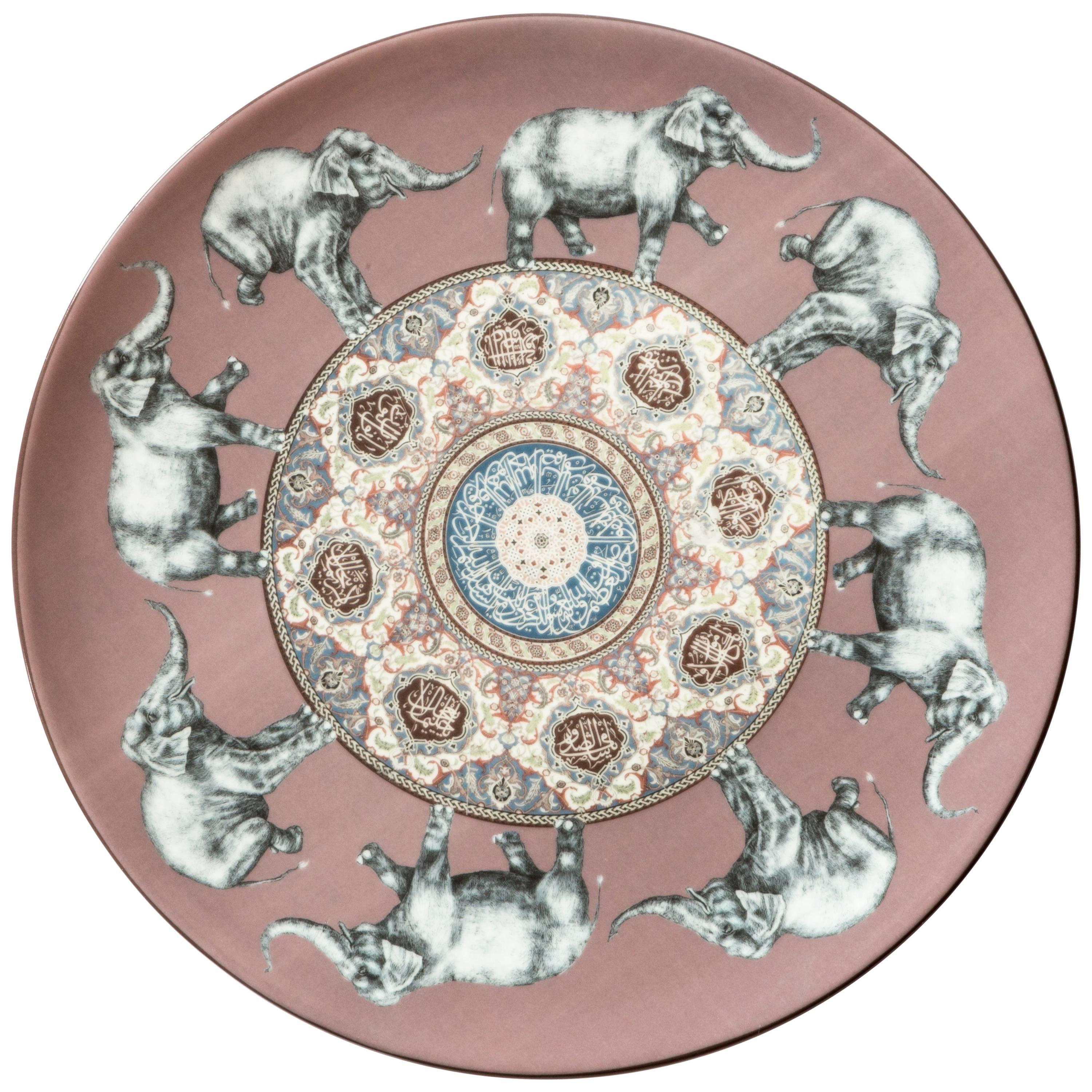 Elefanti Porcelain Dinner Plate by Vito Nesta for Les Ottomans, Made in Italy For Sale