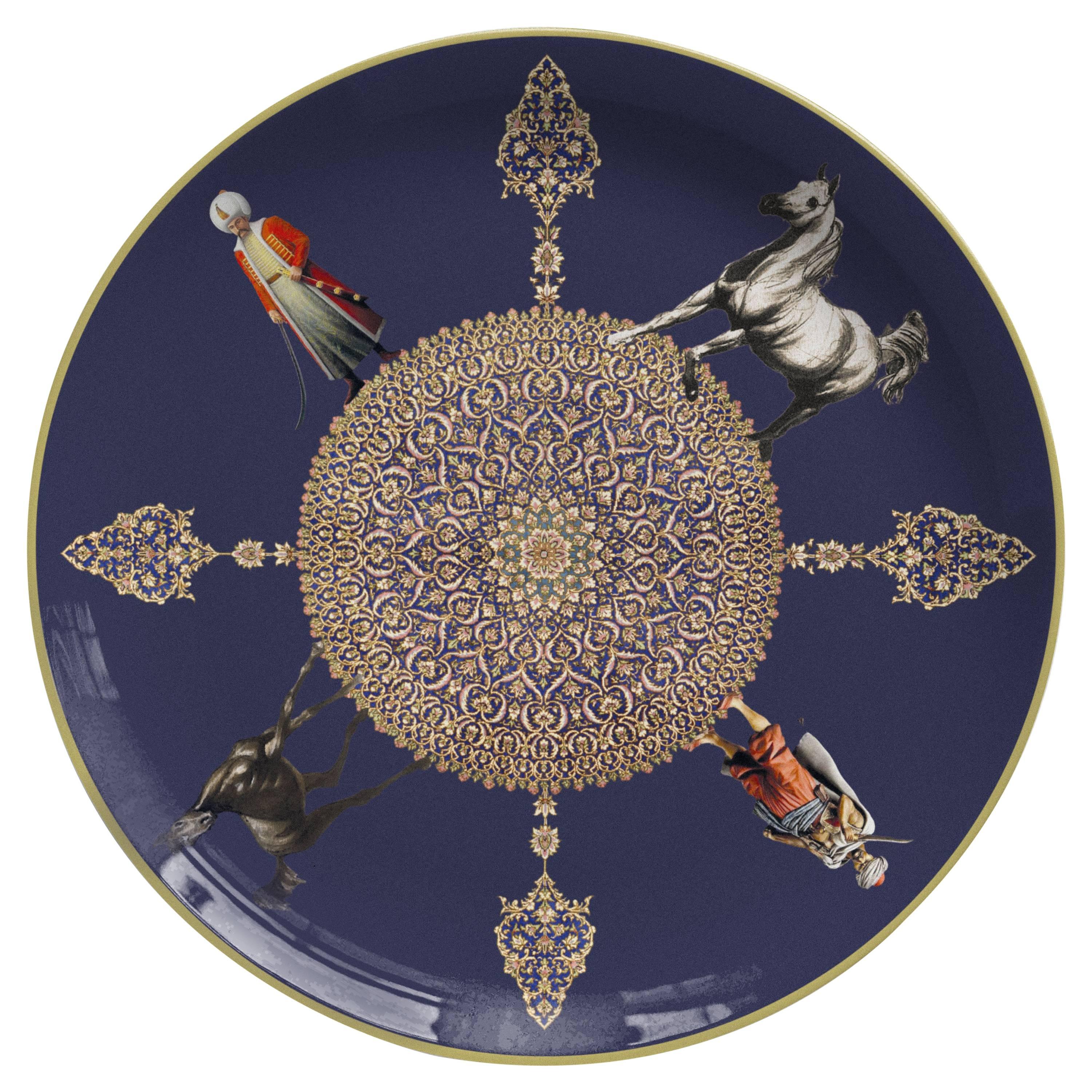 Duellanti Porcelain Dinner Plate by Vito Nesta for Les Ottomans, Made in Italy For Sale