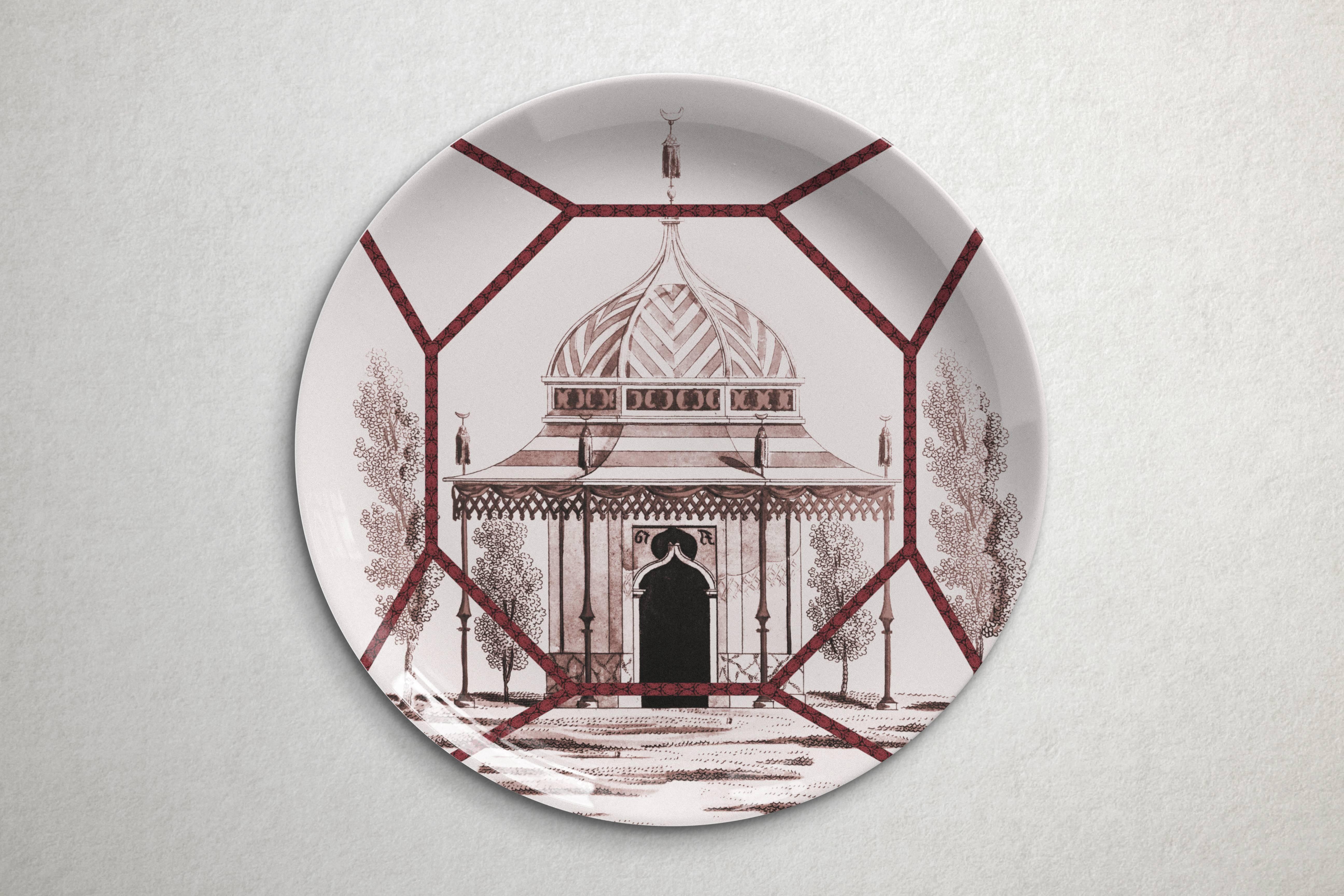 Beautiful Toptaki red porcelain dinner plate by Vito Nesta for Les Ottomans will make an elegant statement with sophisticated Art de la table for every occasion

Handmade in Italy

Upon request available in a set of three or six plates.