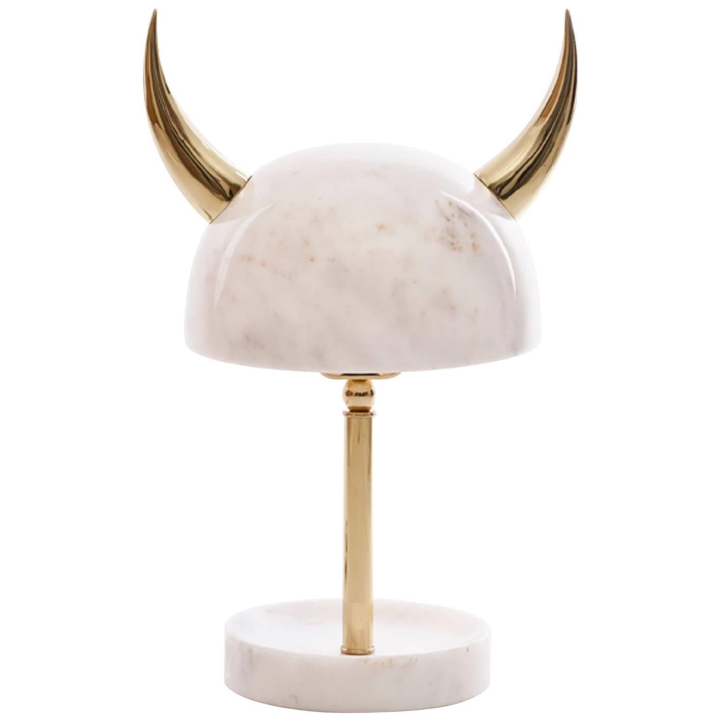 My Little Viking Marble and Brass Table Lamp by Merve Kahraman For Sale