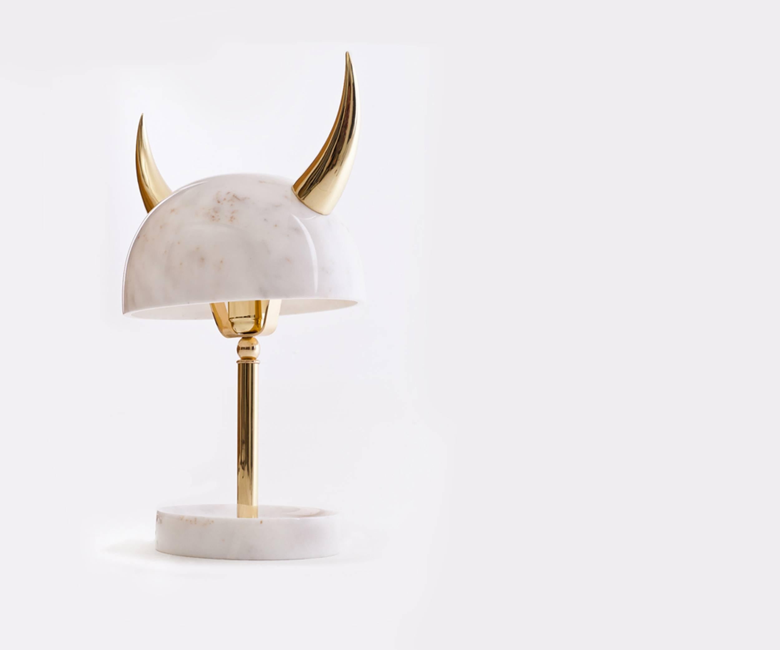 My Little Viking Marble and Brass Table Lamp by Merve Kahraman For Sale 2