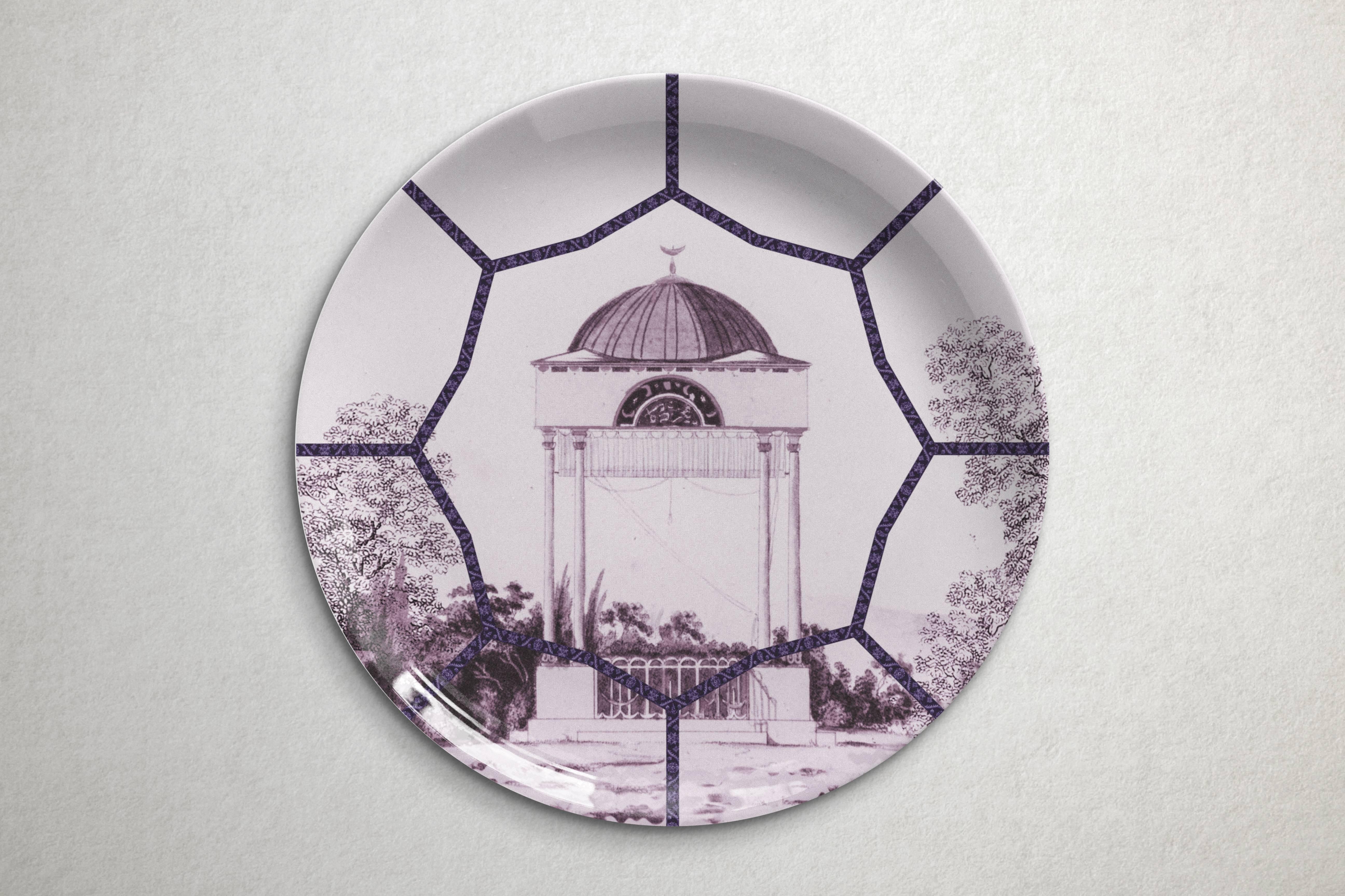 Contemporary Set of Six Topkapi Porcelain Dinner Plates by Vito Nesta for Les Ottomans, Italy For Sale