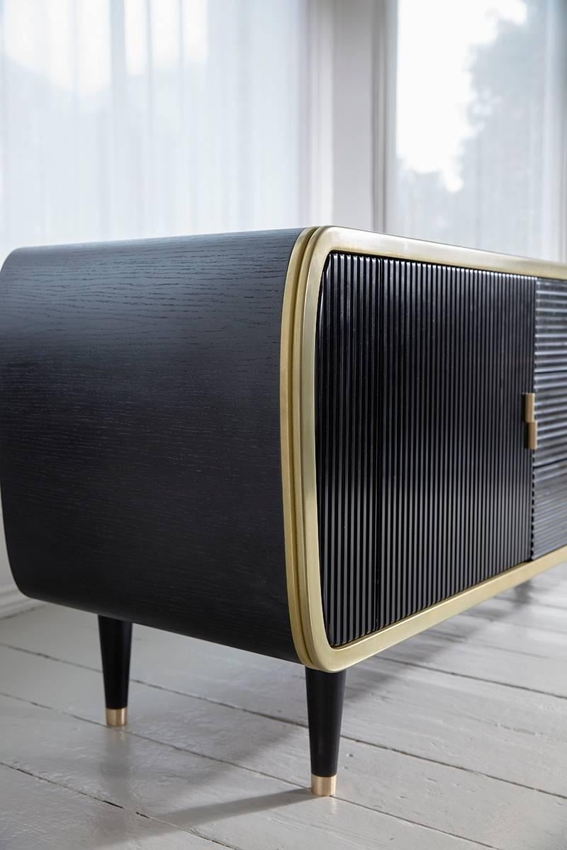 Fabric Iris Blackened Oak Limited Edition Credenza by Felice James, 2017 For Sale