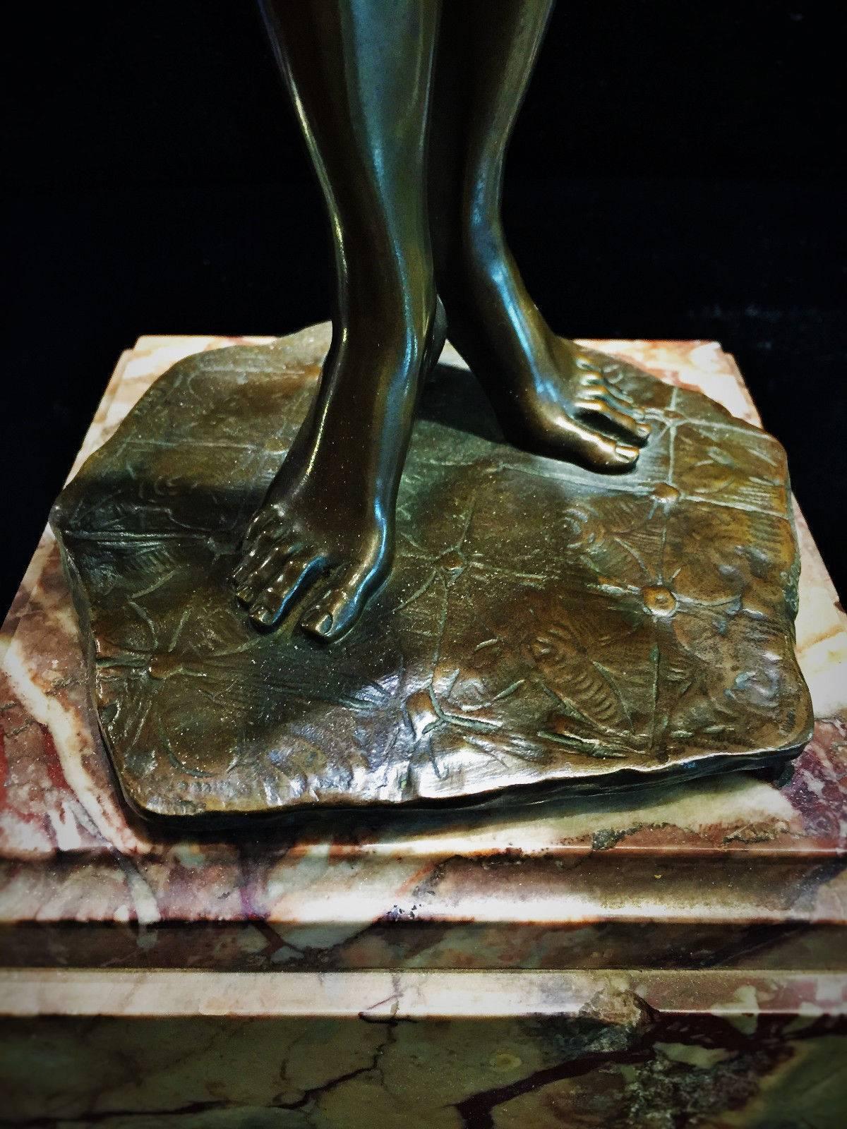 Marble Edmund Gomanski, Isadora Duncan, German Jugendstil Bronze Sculpture, 1903