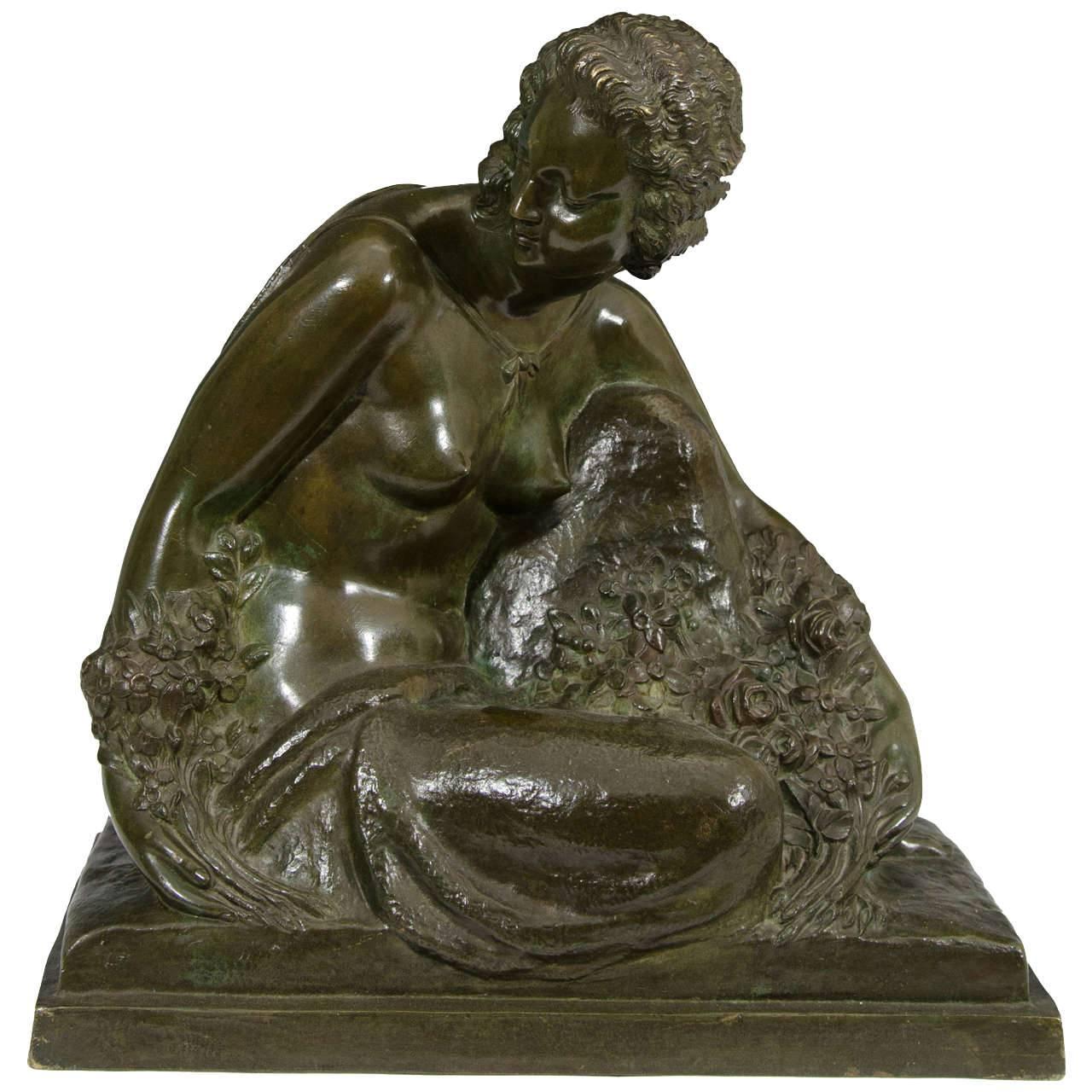 Marcel-André Bouraine, Nude, French Art Deco Bronze Sculpture, circa 1920s For Sale