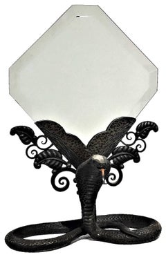 Edgar Brandt Attr., French Art Deco Wrought Table Mirror, ca. 1920's