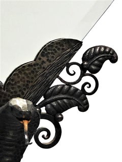 Edgar Brandt Attr., French Art Deco Wrought Table Mirror, ca. 1920's