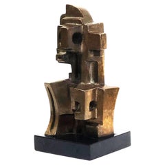 Abstract Cubist Bronze Sculpture Signed DN, XX Century