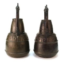 Jugendstil Walter Scherf & Co. / Osiris Coppia di vasi in metallo patinato, 1900 circa