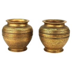 Tiffany Studios NY Gilded Age Pair of Finely Cast Gilt-Bronze Urns, Ca. 1910-20