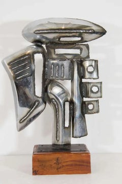 Tony Price American Modern “Atomic Art” Chrome Found-Metal Sculpture, Ca. 1970s