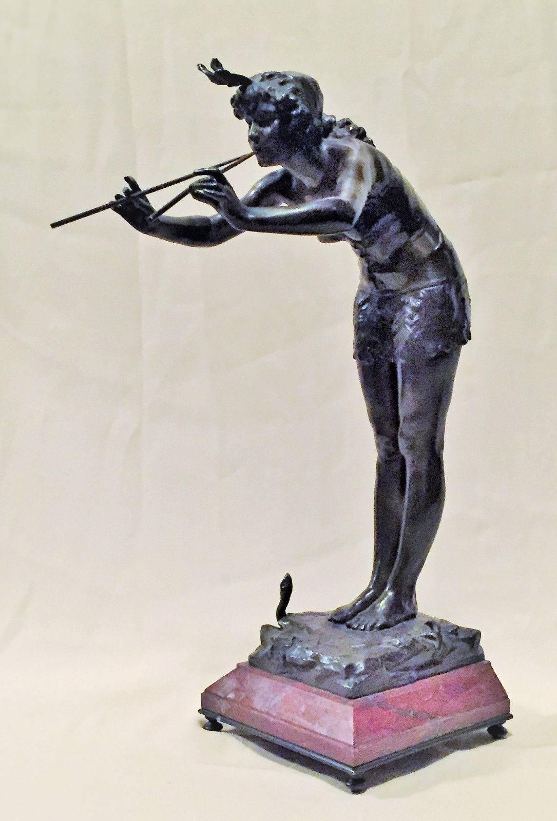 Michel-Léonard Béguine, Snake Charmer, Art Nouveau Bronze Sculpture, ca. 1900 3