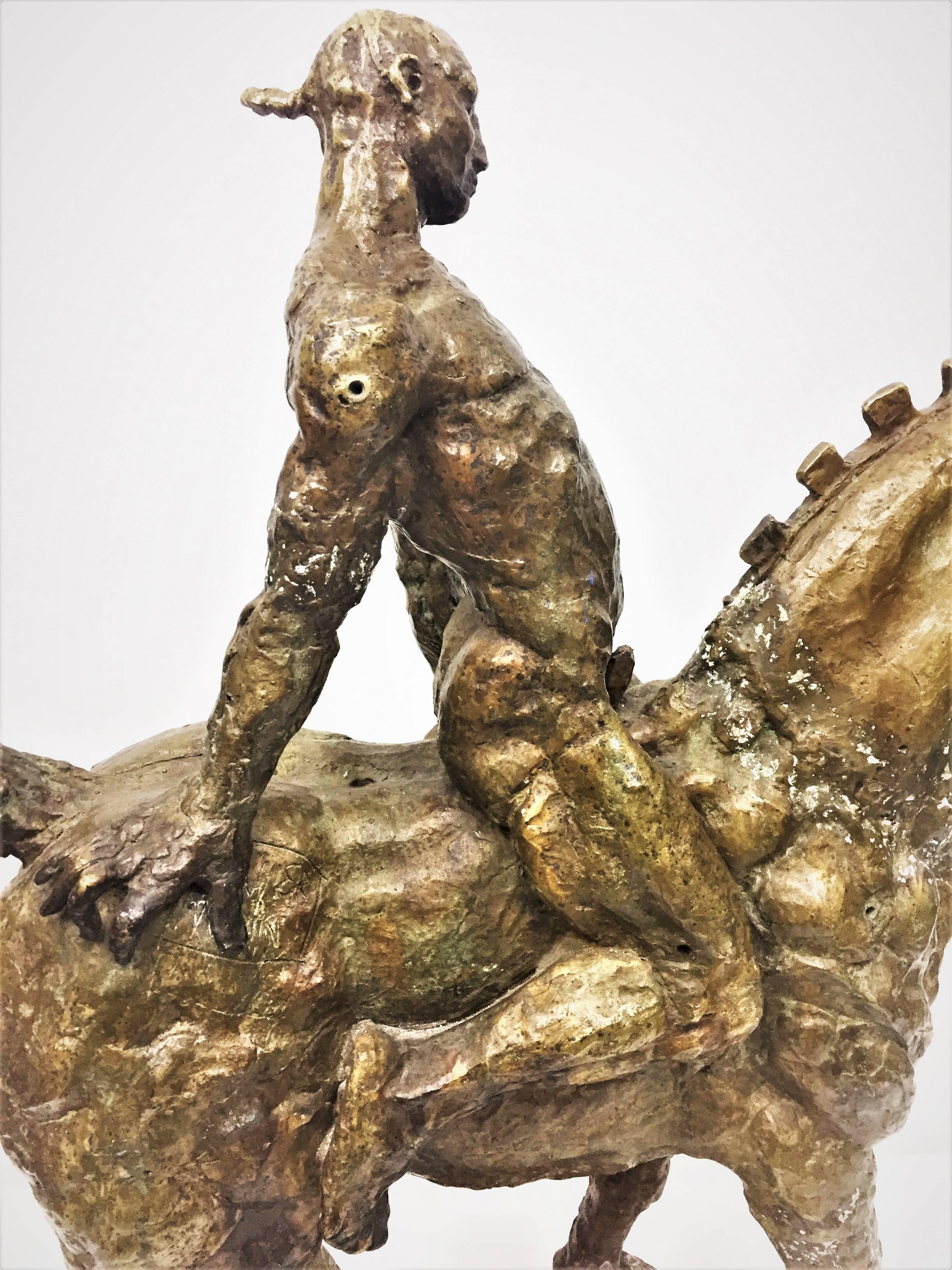 Javier Marín, Hombre a Caballo, Contemporary Mexican Bronze Sculpture, ca. 1998 2