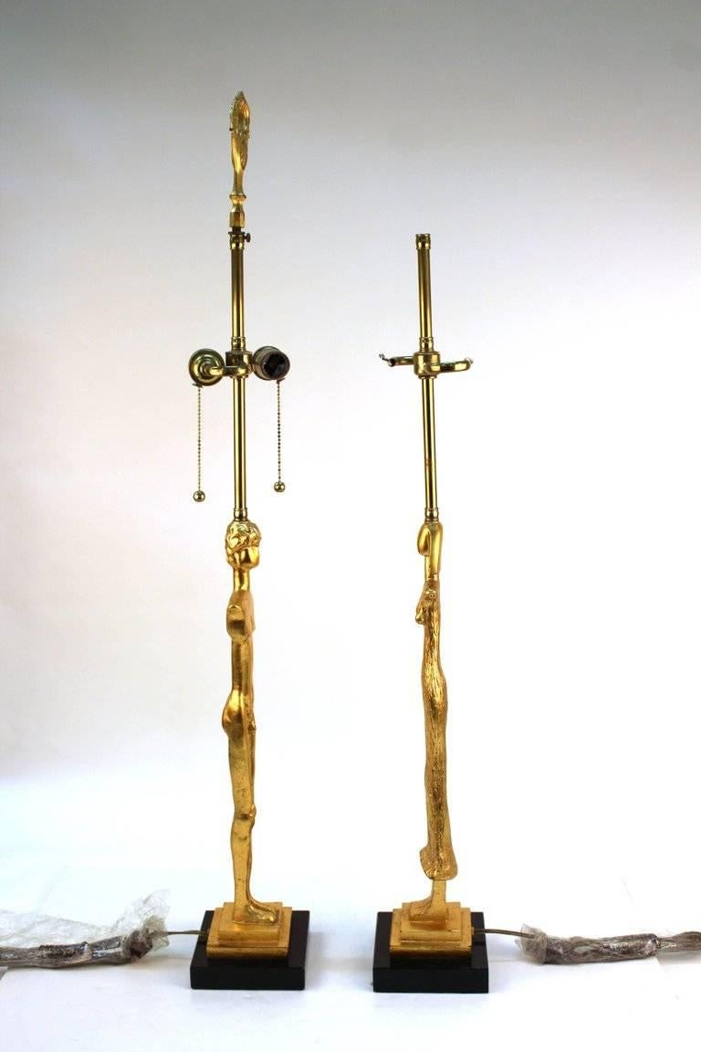Excalibur Foundry, A Pair of Giacometti Caryatid Bronze Table Lamps, Ca. 1980s In Good Condition In New York, NY