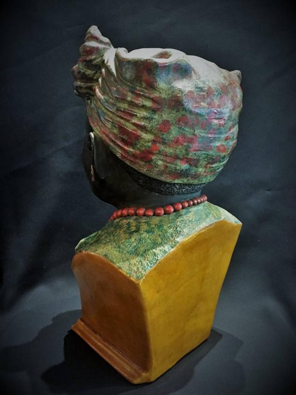 Portuguese Antique Bust of Cape Verde Island Native Woman, Colonial Portugal, ca. 1875 For Sale